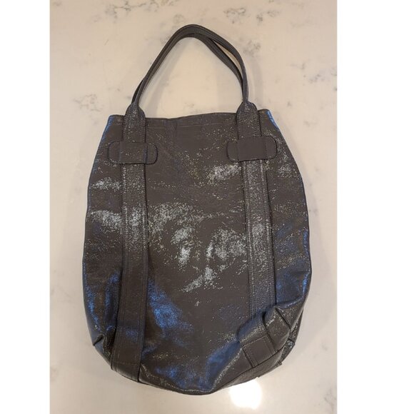 Jigsaw Leather Purse Bag Shoulder Tote Shiny Gray - Picture 10 of 10